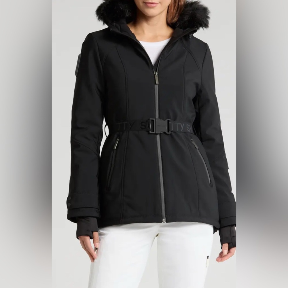 SWEATY BETTY Exploration Faux Fur Trim Soft Shell Ski Jacket Size : M NWT